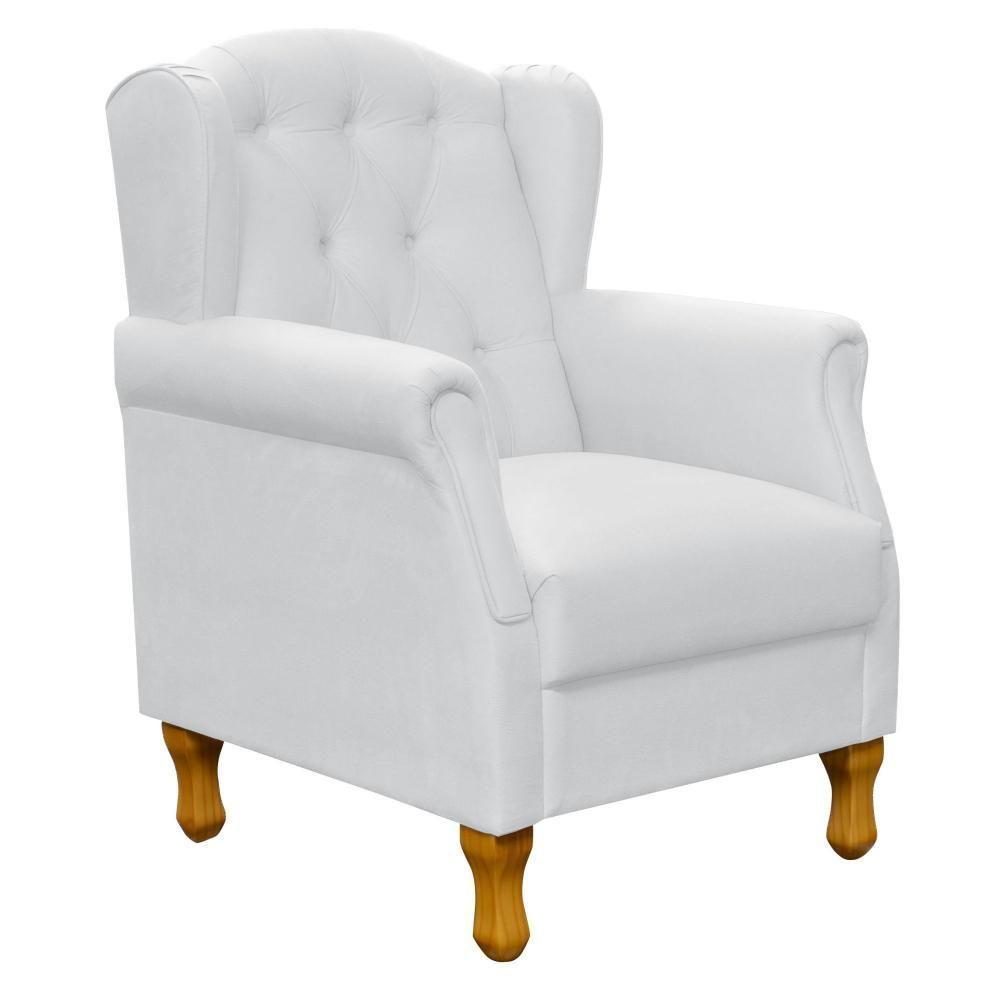 Kit 02 Poltronas Para Sala De Estar Yara P02 Corino Branco - 7