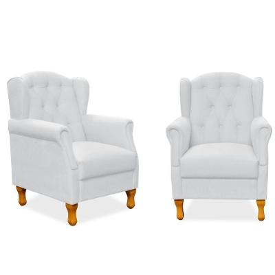 Kit 2 Poltronas Para Sala De Estar Yara P02 Corino Branco Lyam Decor