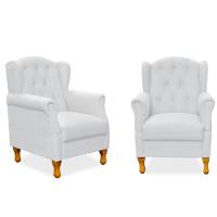 Kit 02 Poltronas Para Sala De Estar Yara P02 Corino Branco - 1