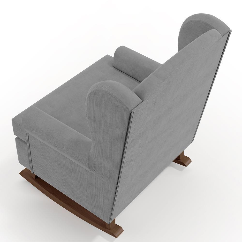 Kit 02 Poltronas Malu Base De Madeira P02 Suede Cinza - 2