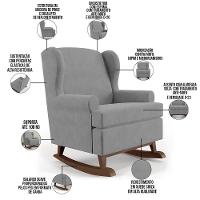 Kit 02 Poltronas Malu Base De Madeira P02 Suede Cinza - 11