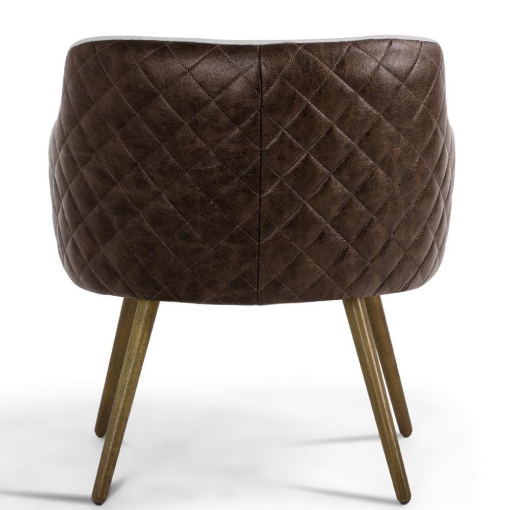 Kit 02 Poltronas Pés Palito Linho Bege C-107 Corano Marrom - 3