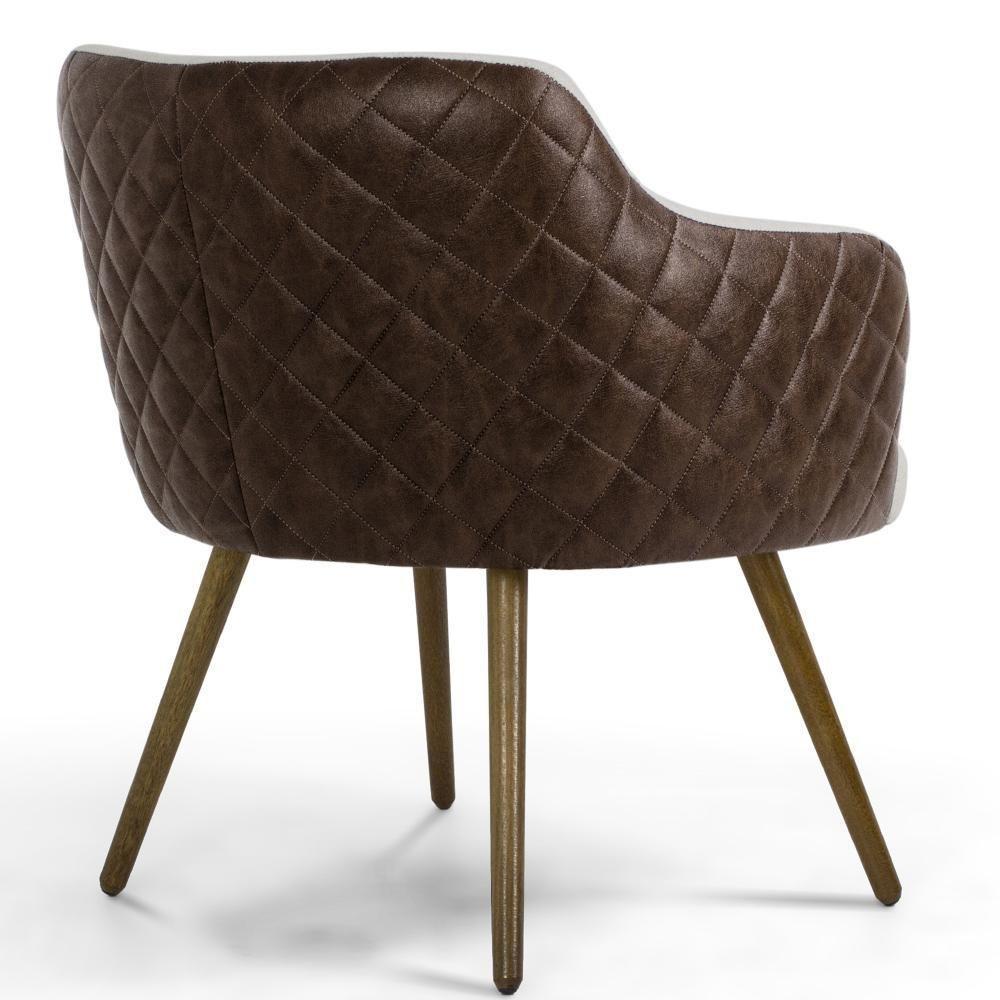 Kit 02 Poltronas Pés Palito Linho Bege C-107 Corano Marrom - 5