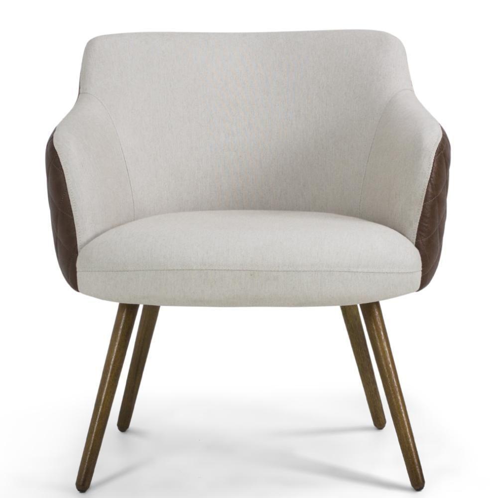 Kit 02 Poltronas Pés Palito Linho Bege C-107 Corano Marrom - 6