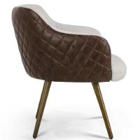 Kit 02 Poltronas Pés Palito Linho Bege C-107 Corano Marrom - 2