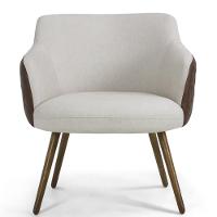 Kit 02 Poltronas Pés Palito Linho Bege C-107 Corano Marrom - 6