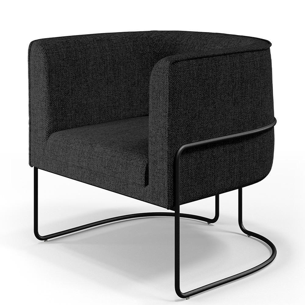 Poltrona Fixa Base De Aço Preto Linho Chumbo D-465 - 1