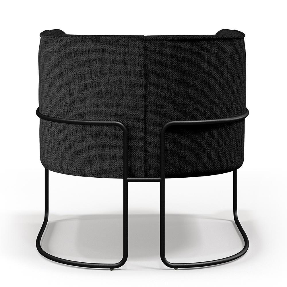 Poltrona Fixa Base De Aço Preto Linho Chumbo D-465 - 4