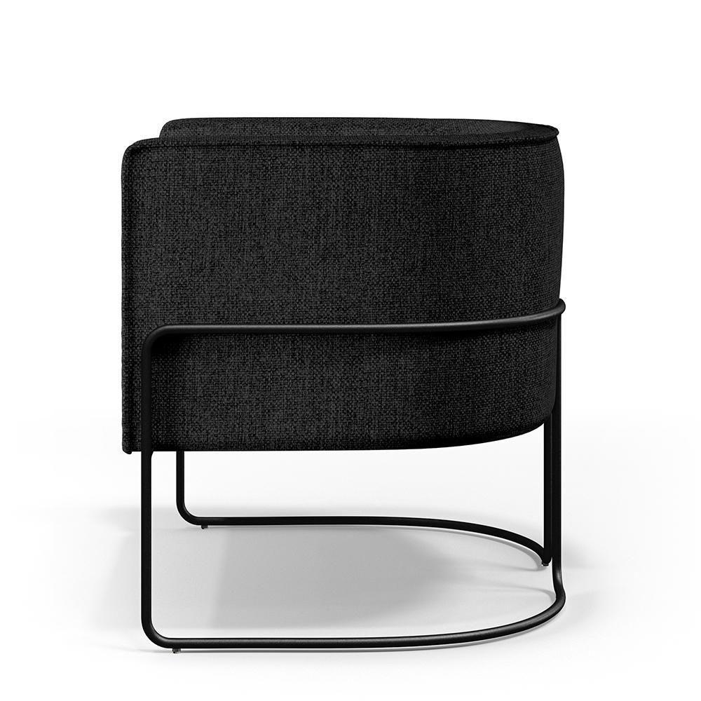 Poltrona Fixa Base De Aço Preto Linho Chumbo D-465 - 5