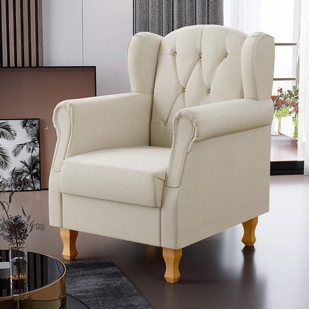 Poltrona Para Sala De Estar Yara P02 Linho Champagne - 9