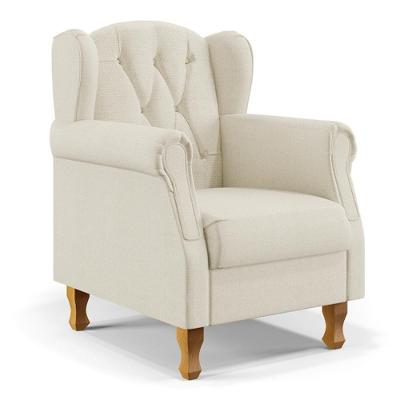 Poltrona Para Sala De Estar Yara P02 Linho Champagne Bege Lyam Decor