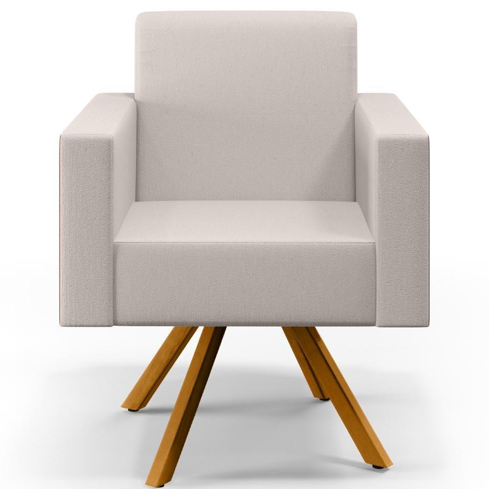 Kit 02 Poltronas Base Giratória Linho Cru Couríssimo Camel - 6