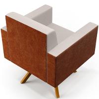 Kit 02 Poltronas Base Giratória Linho Cru Couríssimo Camel - 13