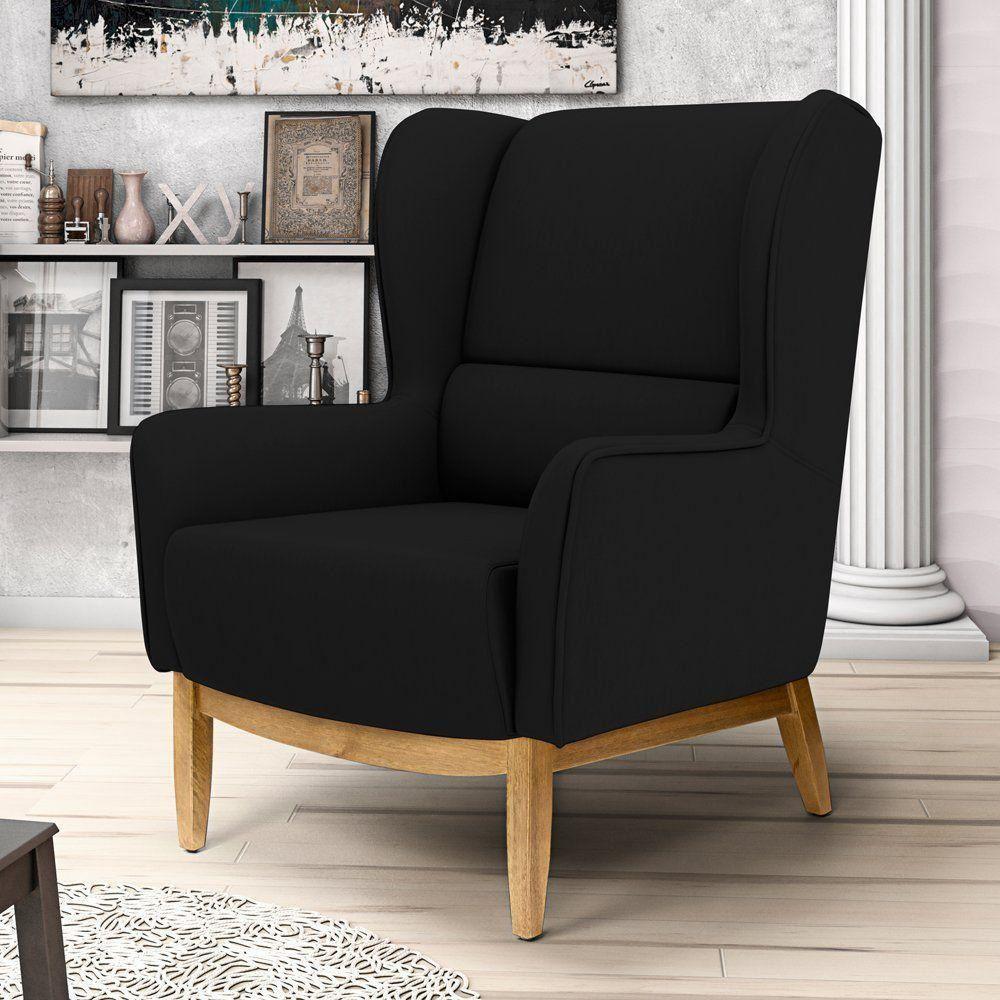 Poltrona Milena Base De Madeira Corano Preto C-05 - 7