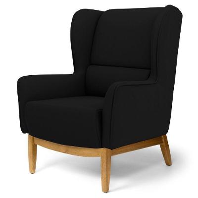 Poltrona Milena Base De Madeira Corano Preto C-05