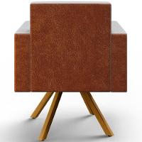 Kit 02 Poltronas Base Giratória Linho Cinza Couríssimo Camel