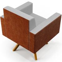 Kit 02 Poltronas Base Giratória Linho Cinza Couríssimo Camel - 5