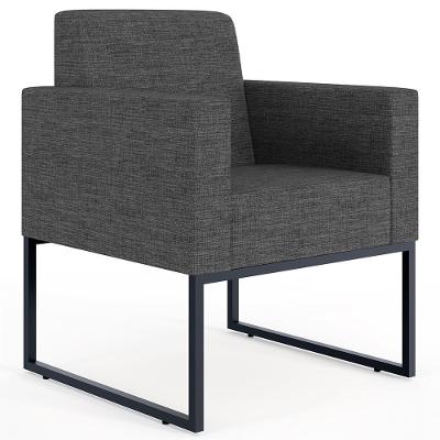 Poltrona Para Sala E Recepção Helô L02 Linho Cinza Lyam Decor