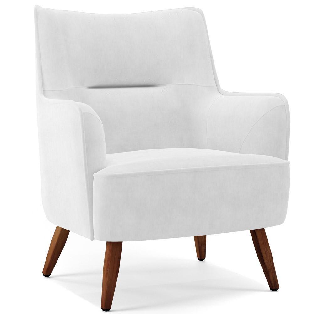 Poltrona Fixa Pés De Madeira Isabella D02 Corano Branco C-12 - 1