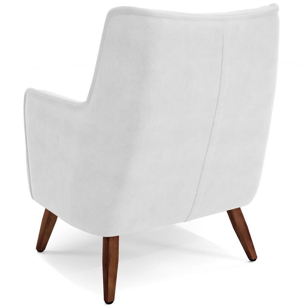 Poltrona Fixa Pés De Madeira Isabella D02 Corano Branco C-12 - 3