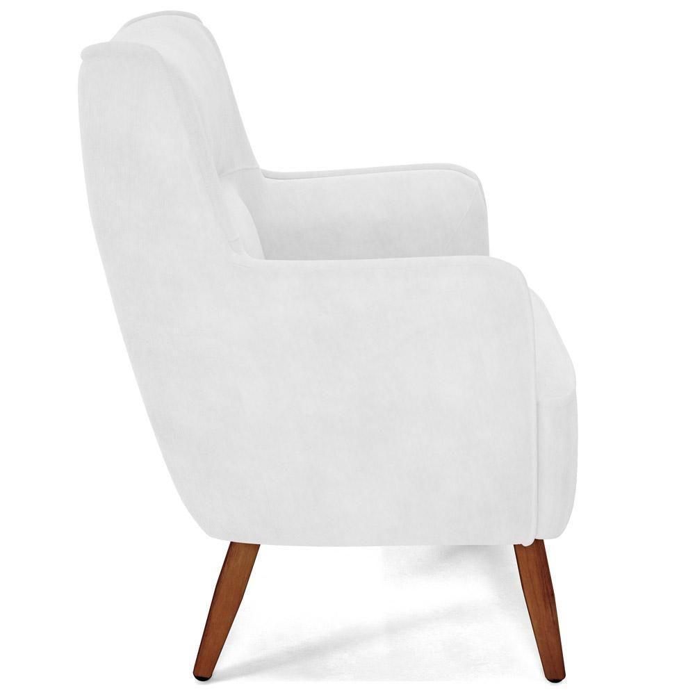 Poltrona Fixa Pés De Madeira Isabella D02 Corano Branco C-12 - 4