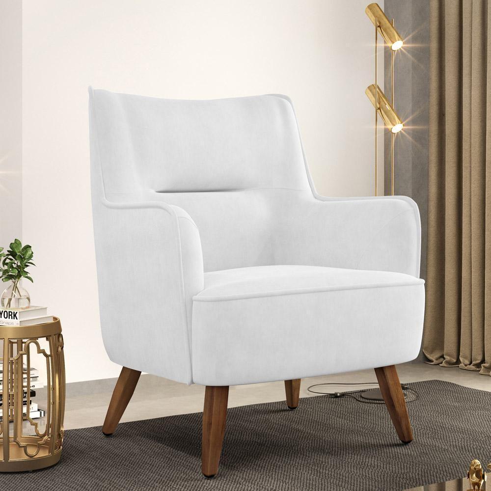Poltrona Fixa Pés De Madeira Isabella D02 Corano Branco C-12 - 8