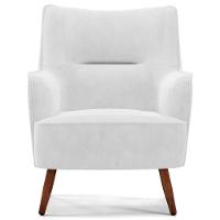 Poltrona Fixa Pés De Madeira Isabella D02 Corano Branco C-12 - 10