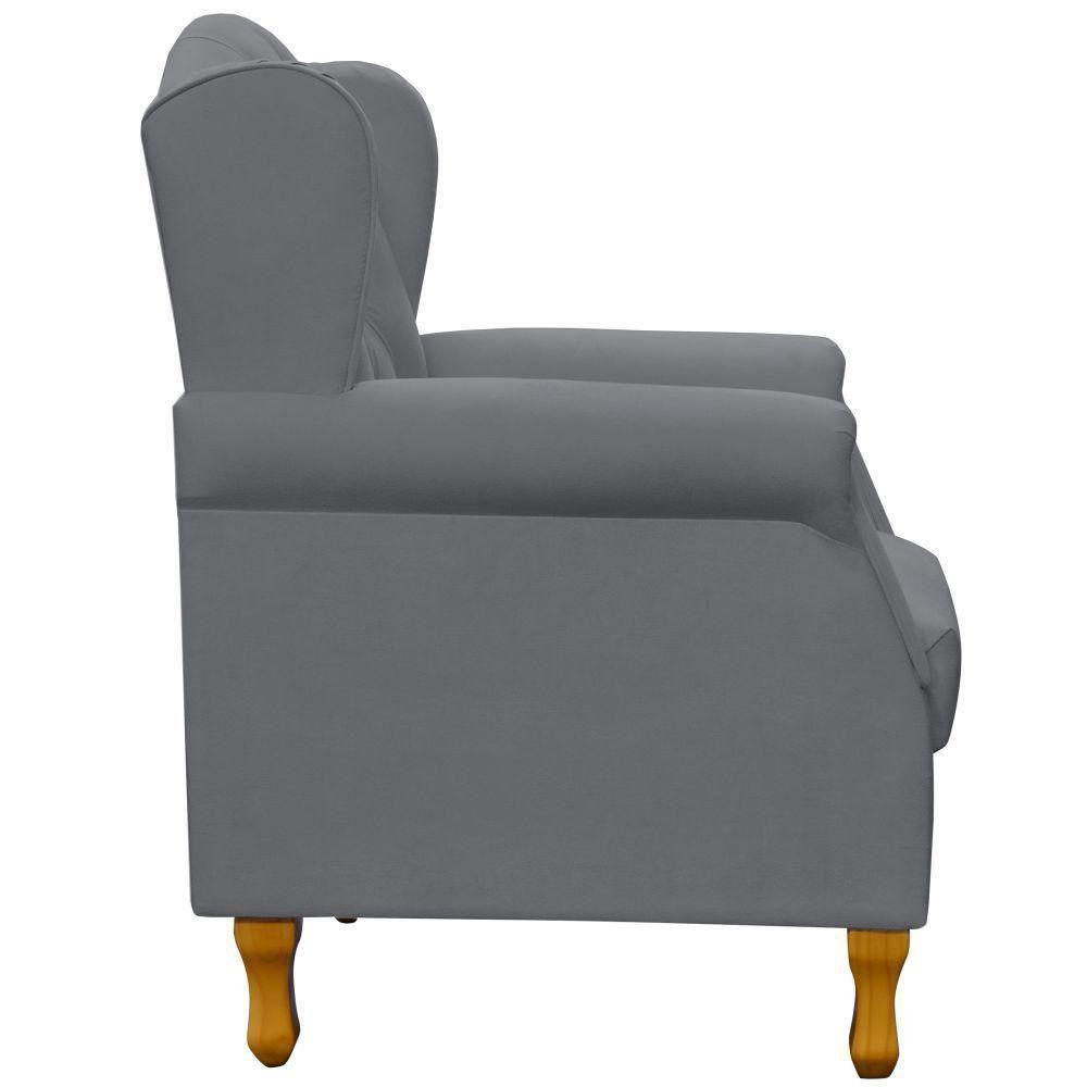 Poltrona Para Sala De Estar Yara P02 Corino Cinza - 2