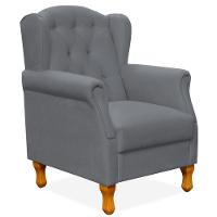 Poltrona Para Sala De Estar Yara P02 Corino Cinza - 1