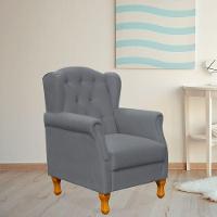 Poltrona Para Sala De Estar Yara P02 Corino Cinza - 11