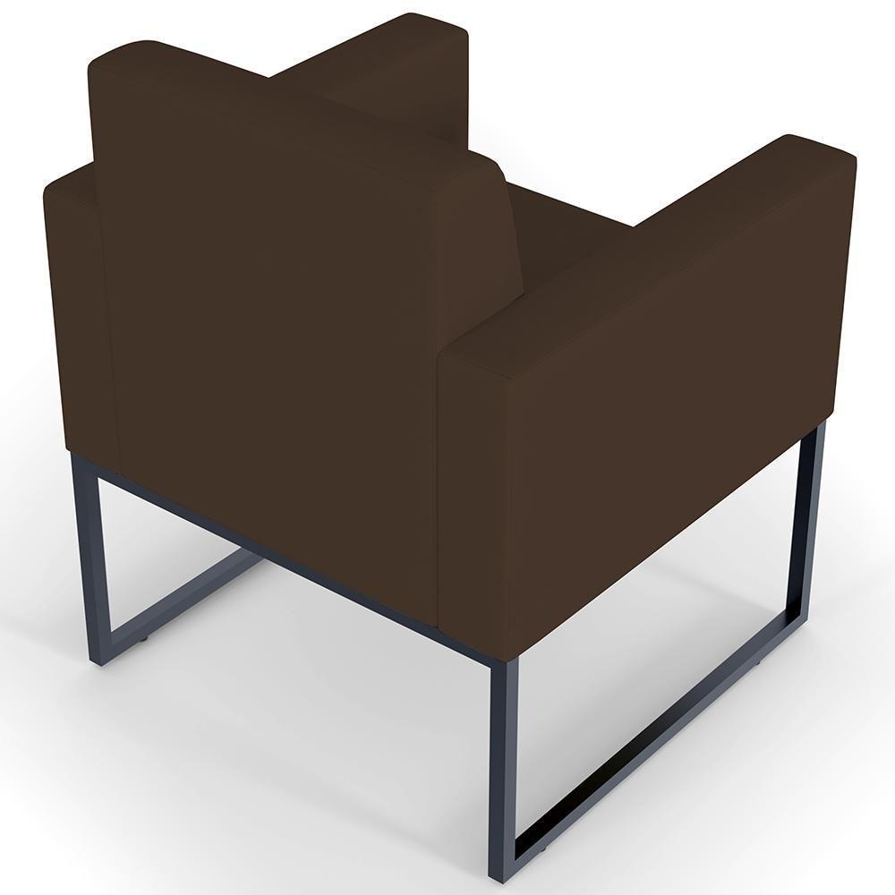 Kit 02 Poltronas Base Fixa De Metal Suede Marrom - 4