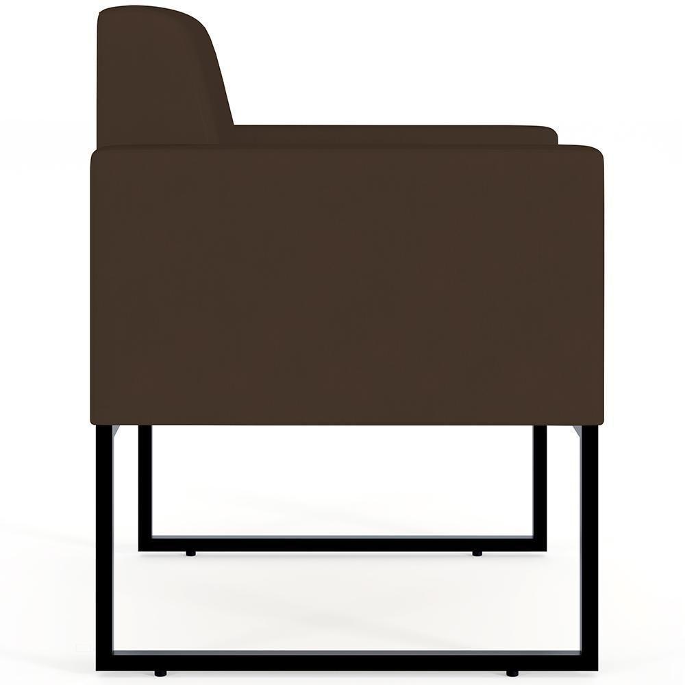Kit 02 Poltronas Base Fixa De Metal Suede Marrom - 5
