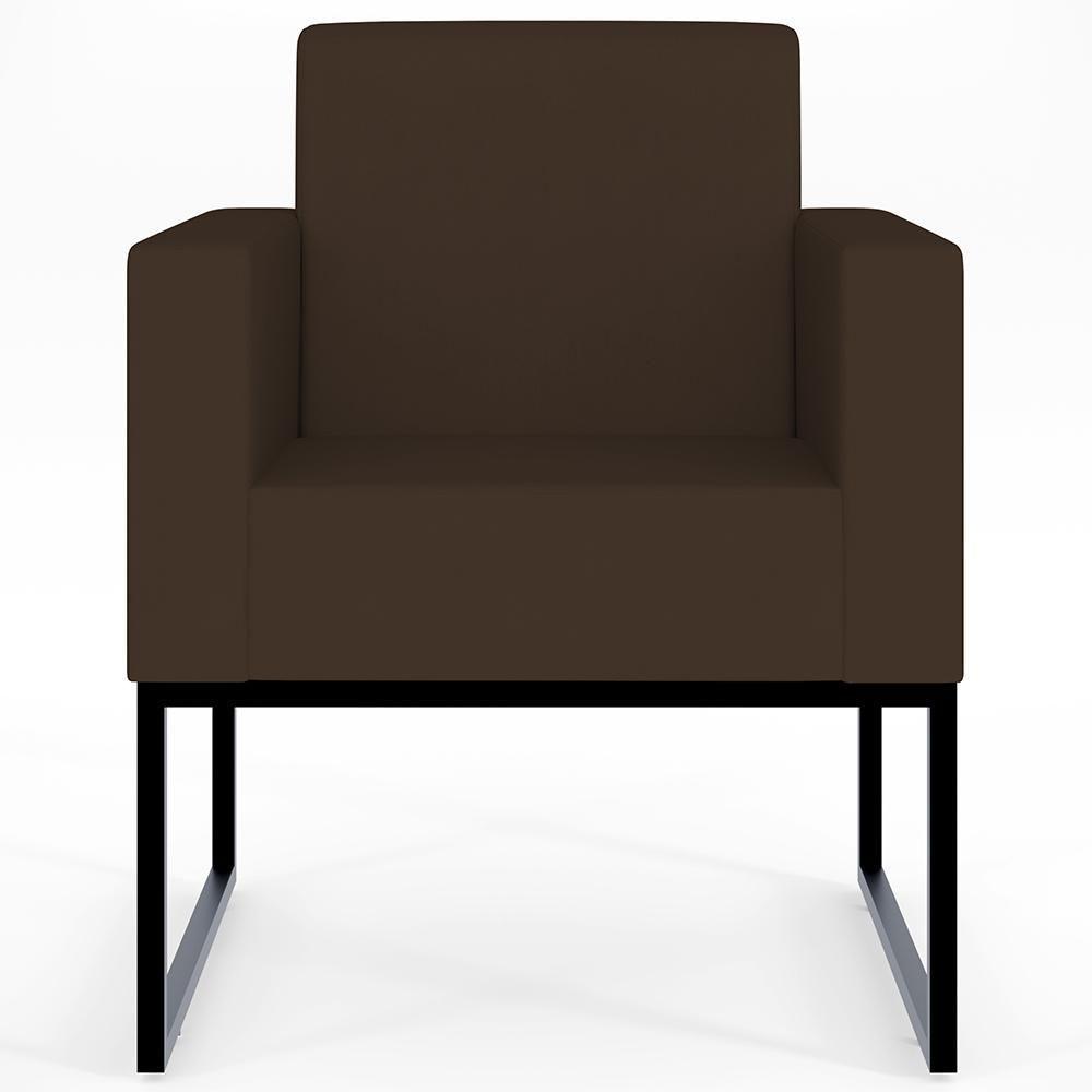 Kit 02 Poltronas Base Fixa De Metal Suede Marrom - 6