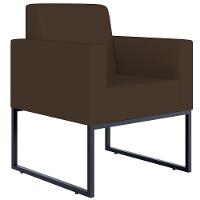 Kit 02 Poltronas Base Fixa De Metal Suede Marrom - 15