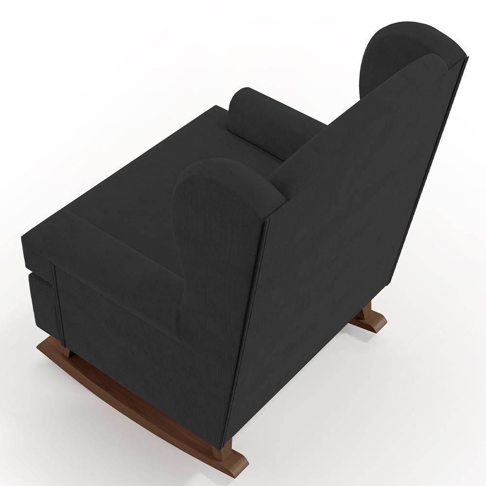 Kit 02 Poltronas Malu Base De Madeira P02 Suede Preto - 2