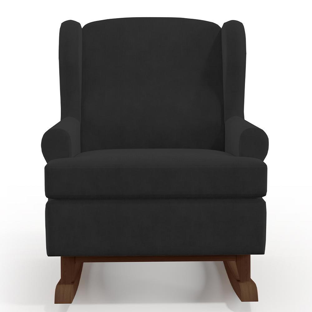 Kit 02 Poltronas Malu Base De Madeira P02 Suede Preto - 4