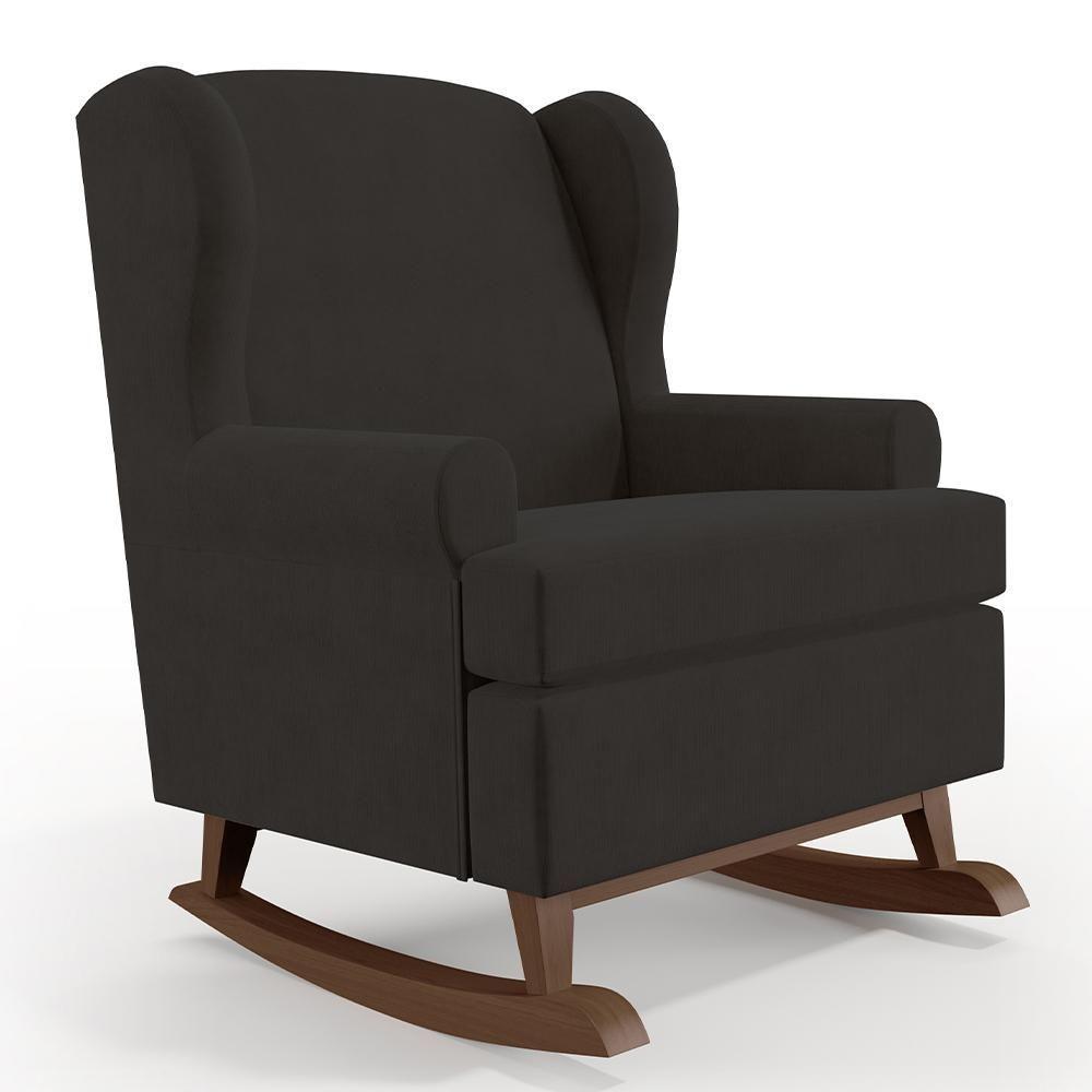 Kit 02 Poltronas Malu Base De Madeira P02 Suede Preto - 7