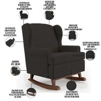 Kit 02 Poltronas Malu Base De Madeira P02 Suede Preto - 16