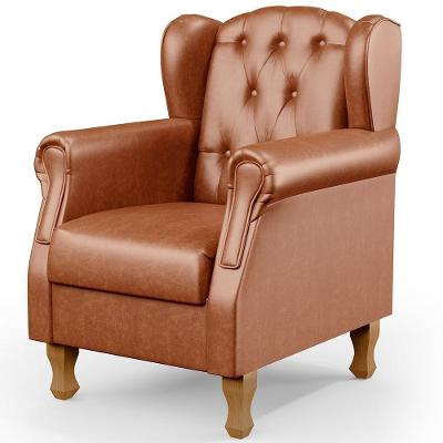 Poltrona Para Sala De Estar Yara P02 Couríssimo Camel Caramelo Lyam Decor