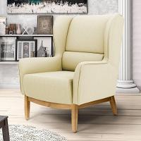 Poltrona Milena Base De Madeira Corano Bege C-26 - 19