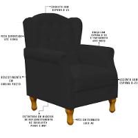 Poltrona Para Sala De Estar Yara P02 Corino Preto