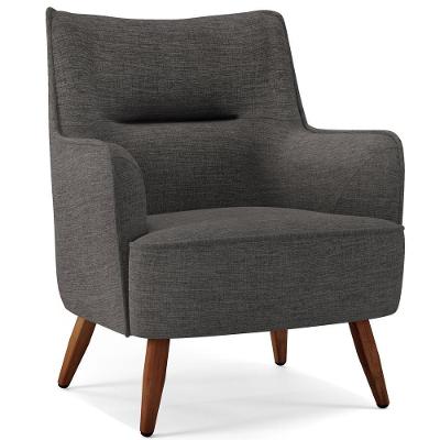 Poltrona Fixa Decorativa Isabella D02 Linho Cinza Lyam Decor