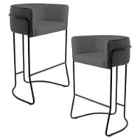 Kit 02 Banquetas Fixa Preto Corano Cinza C-03 - 1