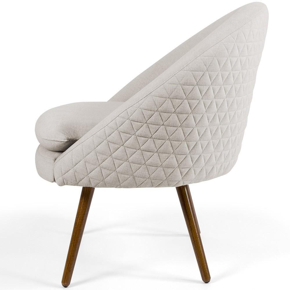 Kit 02 Poltronas Fixa Pés Palito Tressê Linho Bege C-107 - 4