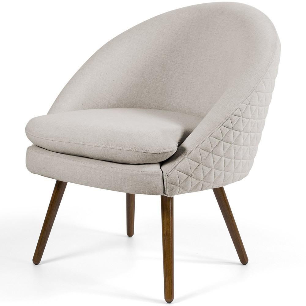 Kit 02 Poltronas Fixa Pés Palito Tressê Linho Bege C-107 - 6