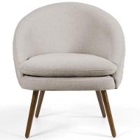 Kit 02 Poltronas Fixa Pés Palito Tressê Linho Bege C-107 - 5