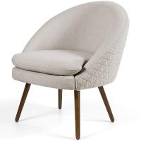 Kit 02 Poltronas Fixa Pés Palito Tressê Linho Bege C-107 - 6