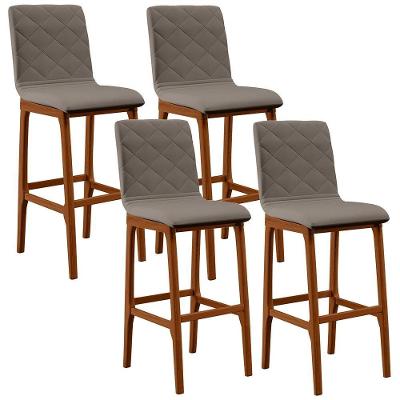 Kit 04 Banquetas Altas Zoe Linho Bege