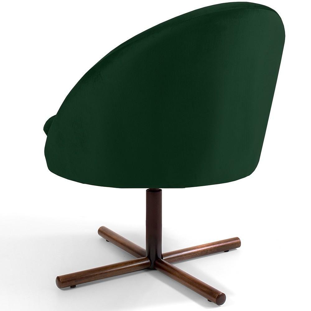 Kit 02 Poltronas Giratória Base X Veludo Verde C-303 - 5