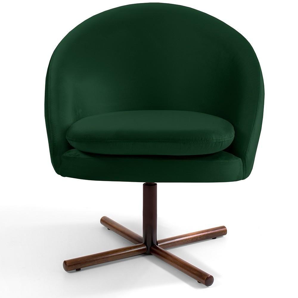 Kit 02 Poltronas Giratória Base X Veludo Verde C-303 - 6